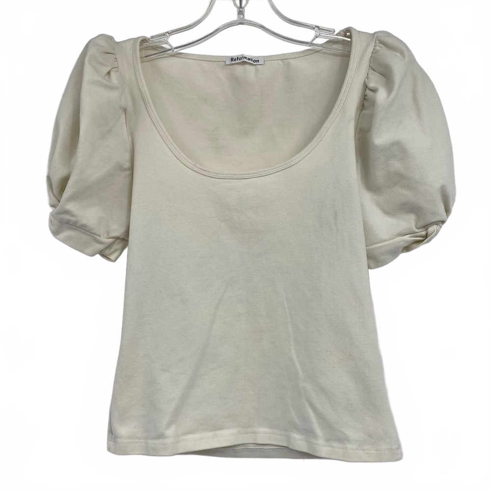 Reformation Cream Puff Sleeve Scoop Neck Top | Women’s S Regular